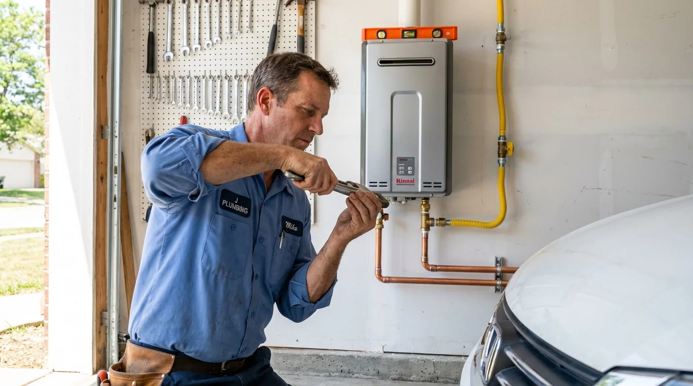 Tankless water heater installation by a Johns Plumbing LLC plumber in Luxora
